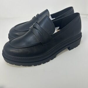 The Drop Women's Ryan Lug Sole Loafer Size 11 Black Faux‎ Leather Chunky NIB